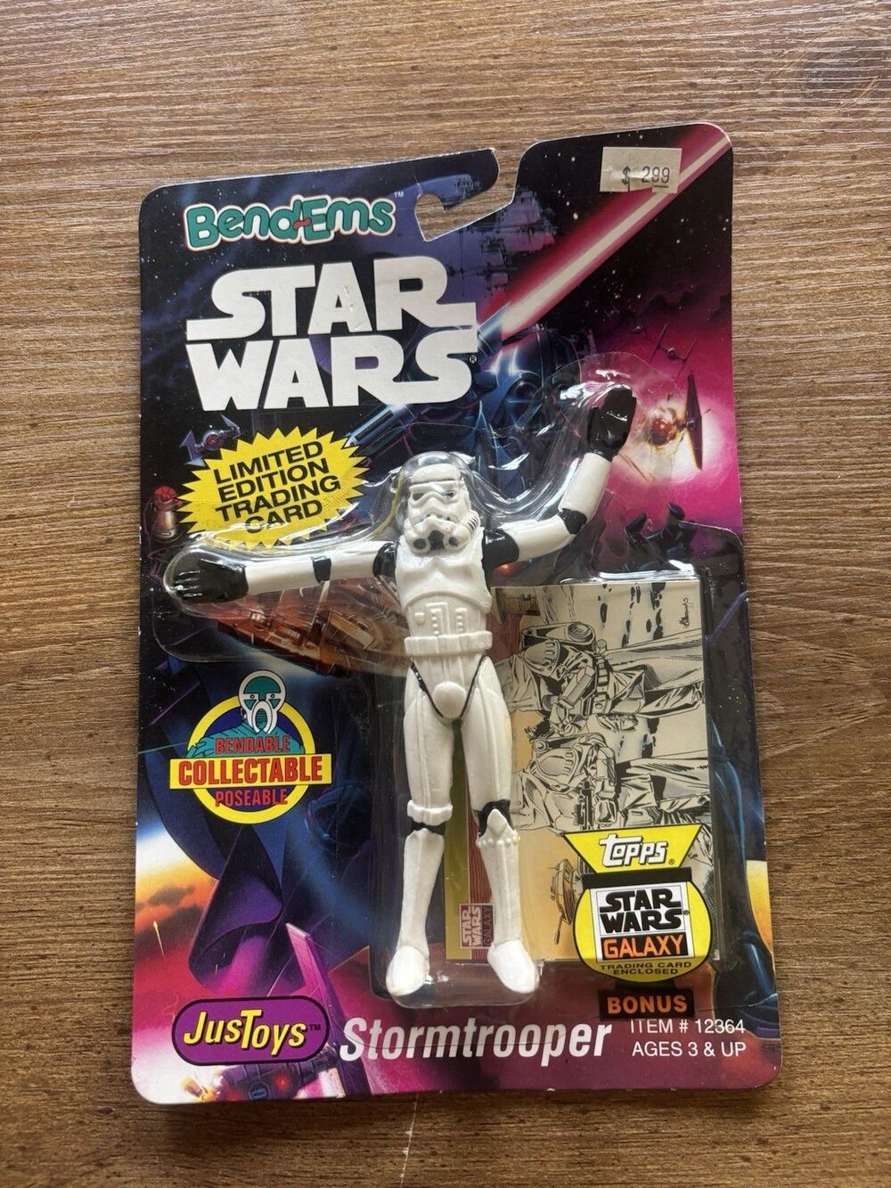 1993 Just Toys Bend-Ems Star Wars Stormtrooper w/ Topps Card Sealed